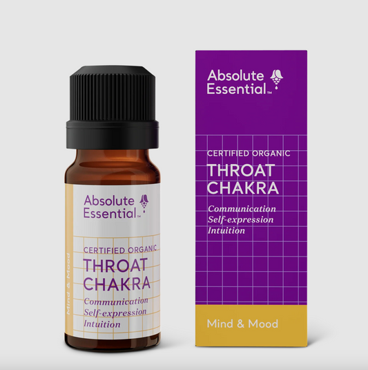 Absolute Essential Certified Organic Throat Chakra Essential Oil 10mL, Enhances Self-Expression & Intuition