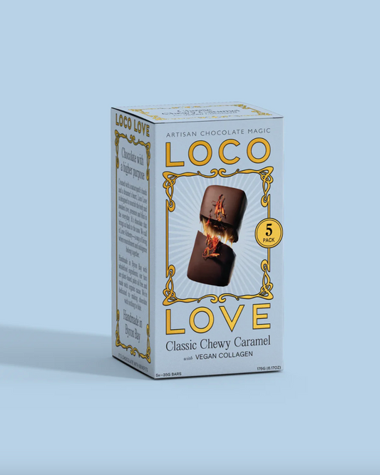 Loco Love Chocolate Five Pack 5 x 35g Bars, Classics Chewy Caramel With Vegan Collagen