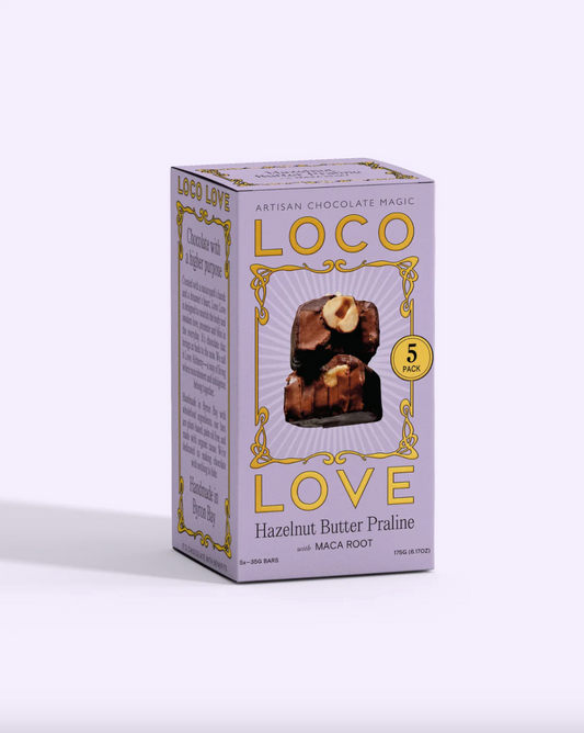 Loco Love Chocolate Five Pack 5 x 35g Bars, Hazelnut Butter Praline With Maca Root