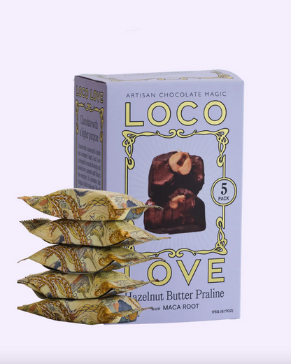 Loco Love Chocolate Five Pack 5 x 35g Bars, Hazelnut Butter Praline With Maca Root