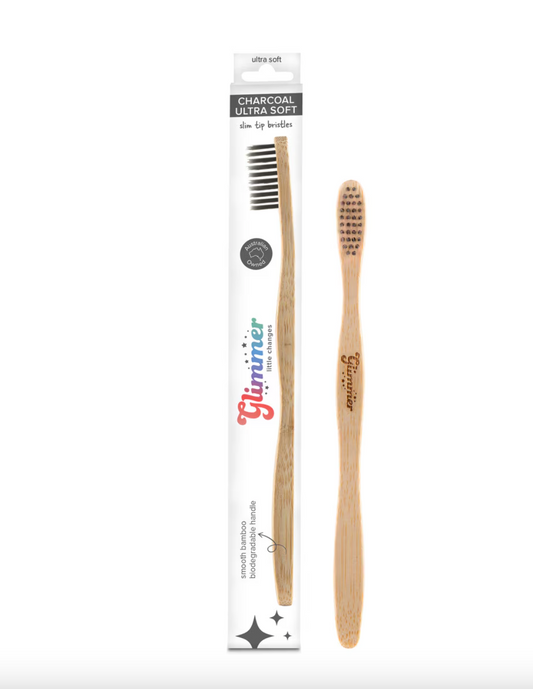 Glimmer Biodegradable Bamboo Adult Ultra Soft Toothbrush, Charcoal