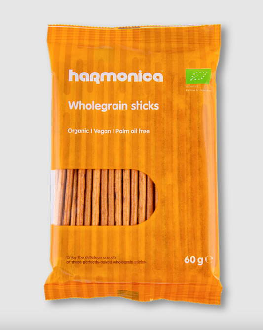 Harmonica Organic Wholegrain Sticks 60g, Crunchy & Perfectly-Baked