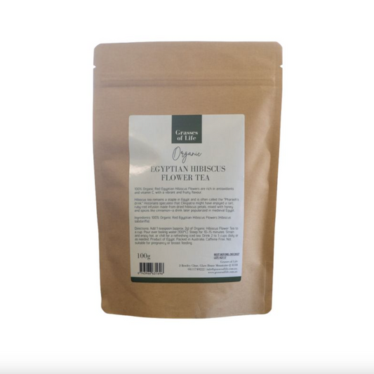 Grasses Of Life Organic Egyptian Hibiscus Flower Tea 40 Tea Bags (90g), Rich In Vitamin C & Antioxidants