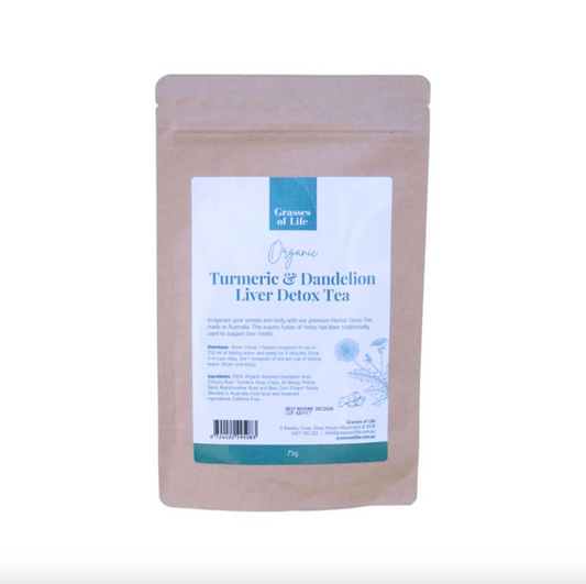 Grasses Of Life Organic Turmeric & Dandelion Liver Detox Tea 75g, Supports Liver Health