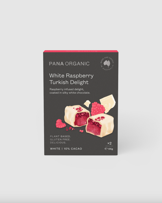 Pana Organic White Raspberry Turkish Delight 2 x 66g Bars, Certified Organic