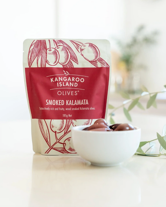 Kangaroo Island Smoked Kalamata Olives 185g, Distinctively Rich & Fruity