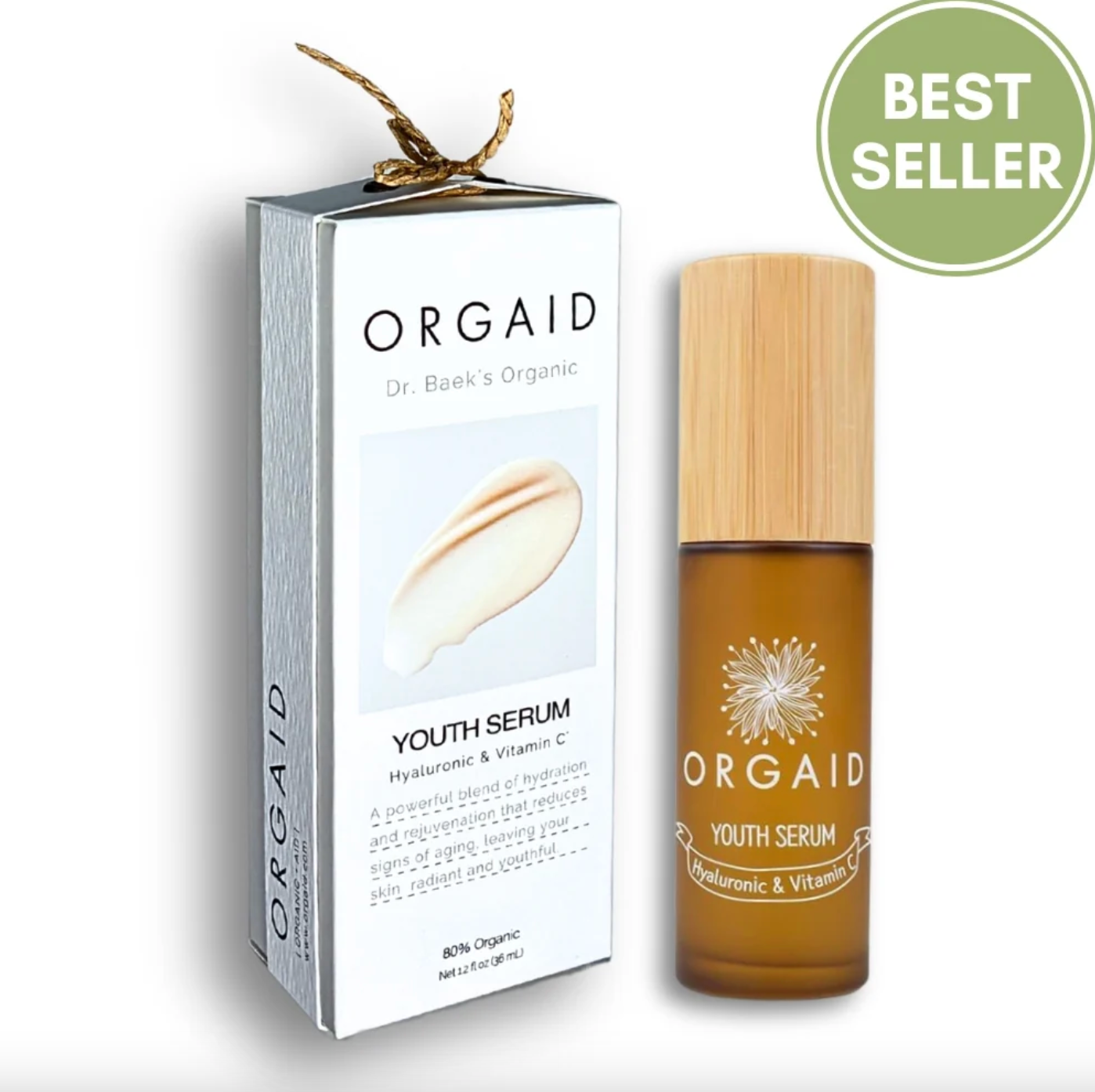 Orgaid Hyaluronic & Vitamin C Youth Serum 36mL, 80% Organic