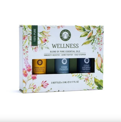 Song Of India Wellness Essential Oil Set, 3 Bottles x 5mL Each