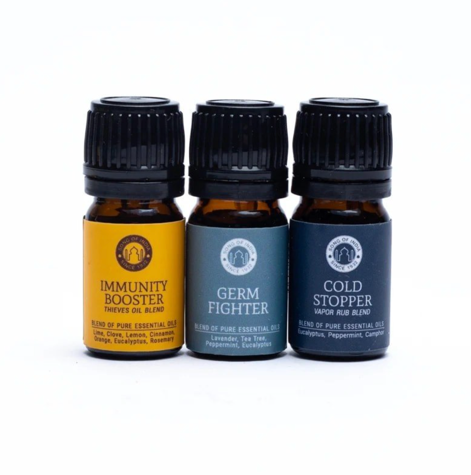 Song Of India Wellness Essential Oil Set, 3 Bottles x 5mL Each