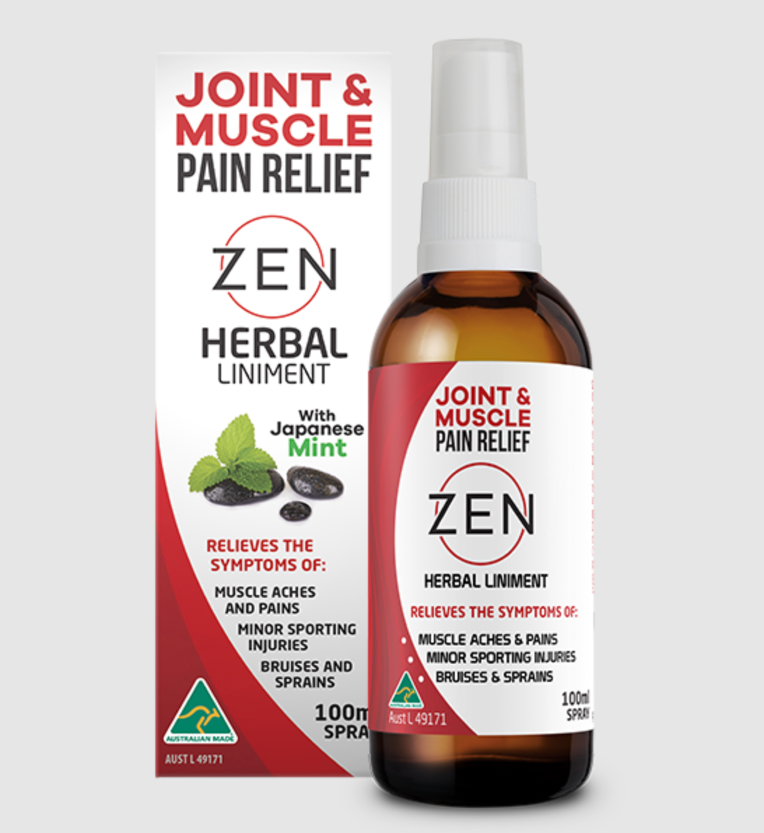 Zen Joint & Muscle Pain Relief Herbal Liniment Spray 100mL, With Japanese Mint