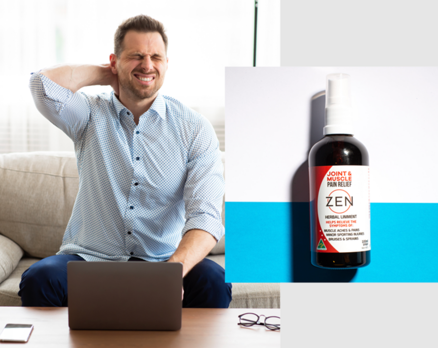 Zen Joint & Muscle Pain Relief Herbal Liniment Spray 100mL, With Japanese Mint