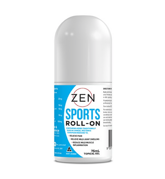 Zen Sports Injury Treatment & Massage Roll On 75mL, Relieves Muscle Inflammation