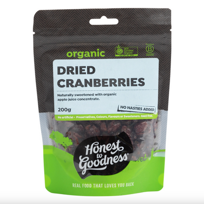 Honest To Goodness Organic Dried Cranberries 200g, Naturally Dried