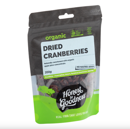 Honest To Goodness Organic Dried Cranberries 200g, Naturally Dried