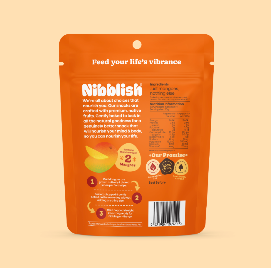 Nibblish Gently Baked Mango 80g, Preservative Free & No Added Sugar