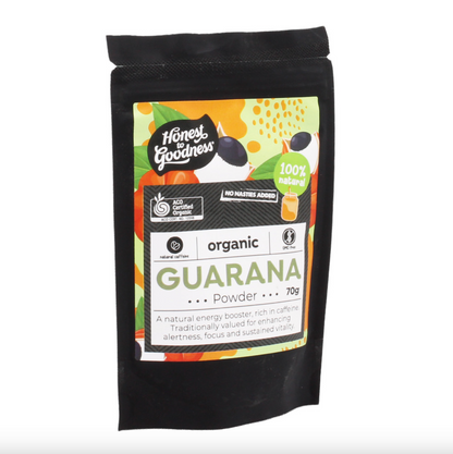 Honest To Goodness Organic Guarana Powder 70g, Natural Energy Booster