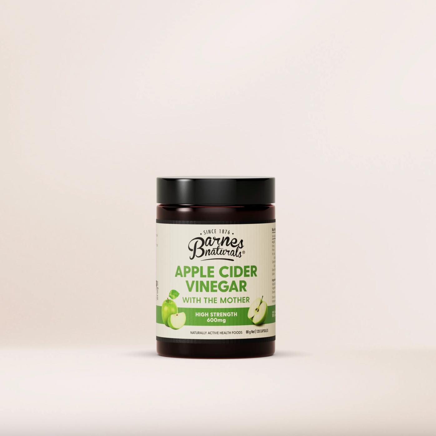 Barnes Naturals Apple Cider Vinegar High Strength (600mg) 120 Capsules, With The Mother
