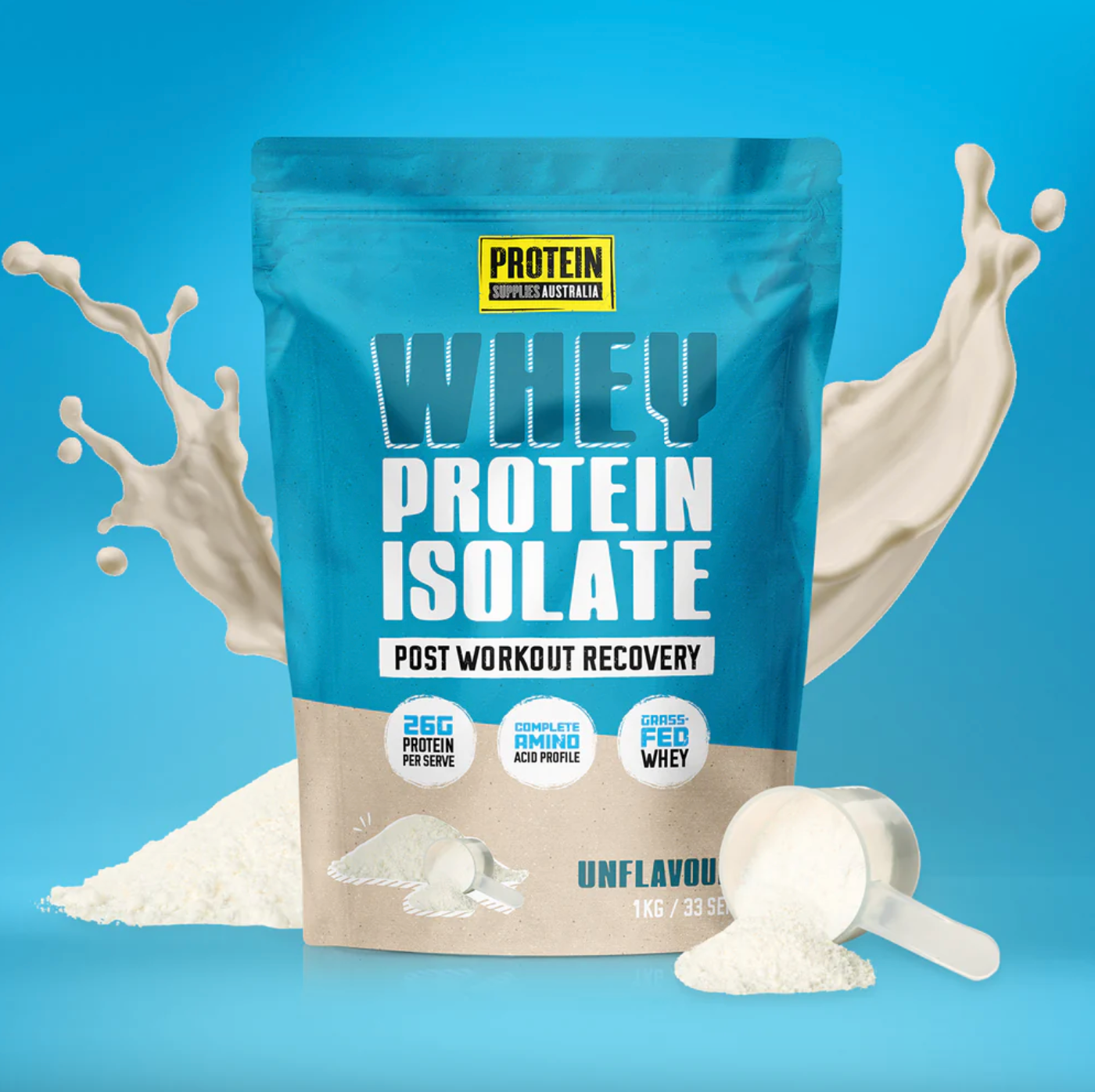 Protein Supplies Australia Whey Protein Isolate (WPI) 500g Or 1Kg, Unflavoured