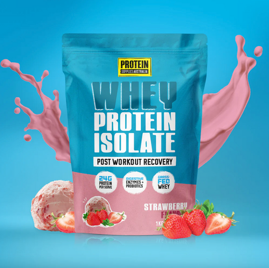 Protein Supplies Australia Whey Protein Isolate (WPI) 500g Or 1Kg, Strawberry Flavour