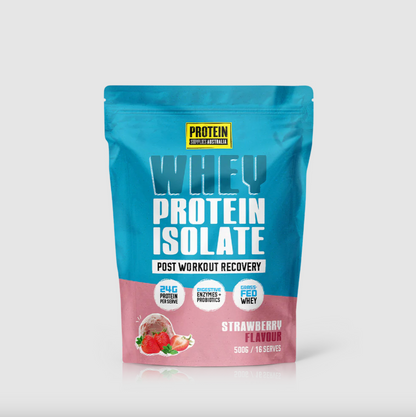 Protein Supplies Australia Whey Protein Isolate (WPI) 500g Or 1Kg, Strawberry Flavour
