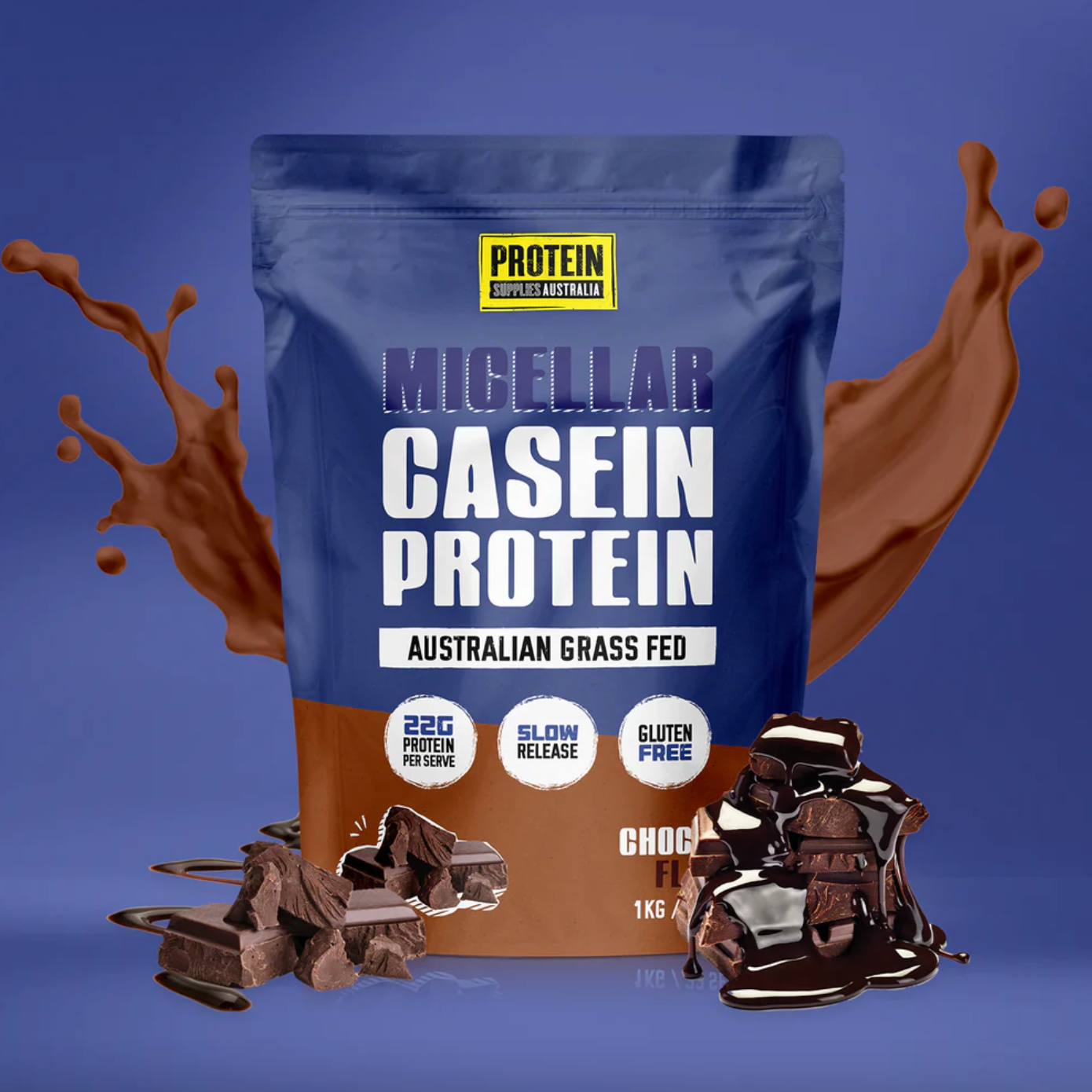 Protein Supplies Australia Micellar Casein Protein (Slow Release) 1Kg, Chocolate Flavour