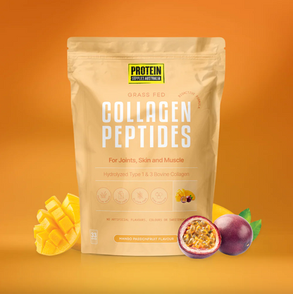 Protein Supplies Australia Grass Fed Collagen Peptides 500g Or 1Kg, Mango Passionfruit Flavour