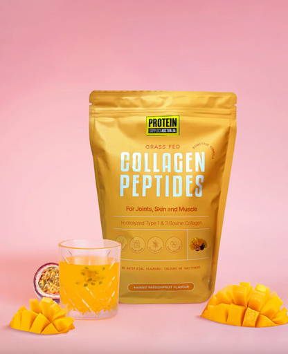 Protein Supplies Australia Grass Fed Collagen Peptides 500g Or 1Kg, Mango Passionfruit Flavour