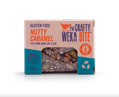 The Crafty Weka Bite Size Nutty Caramel Snack Bar 35g, Gluten Free & Dairy Free