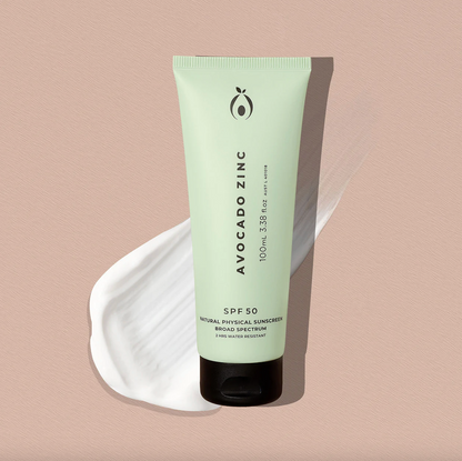 Avocado Zinc SPF 50 Natural Physical Sunscreen 100mL, 2 Hours Water Resistant