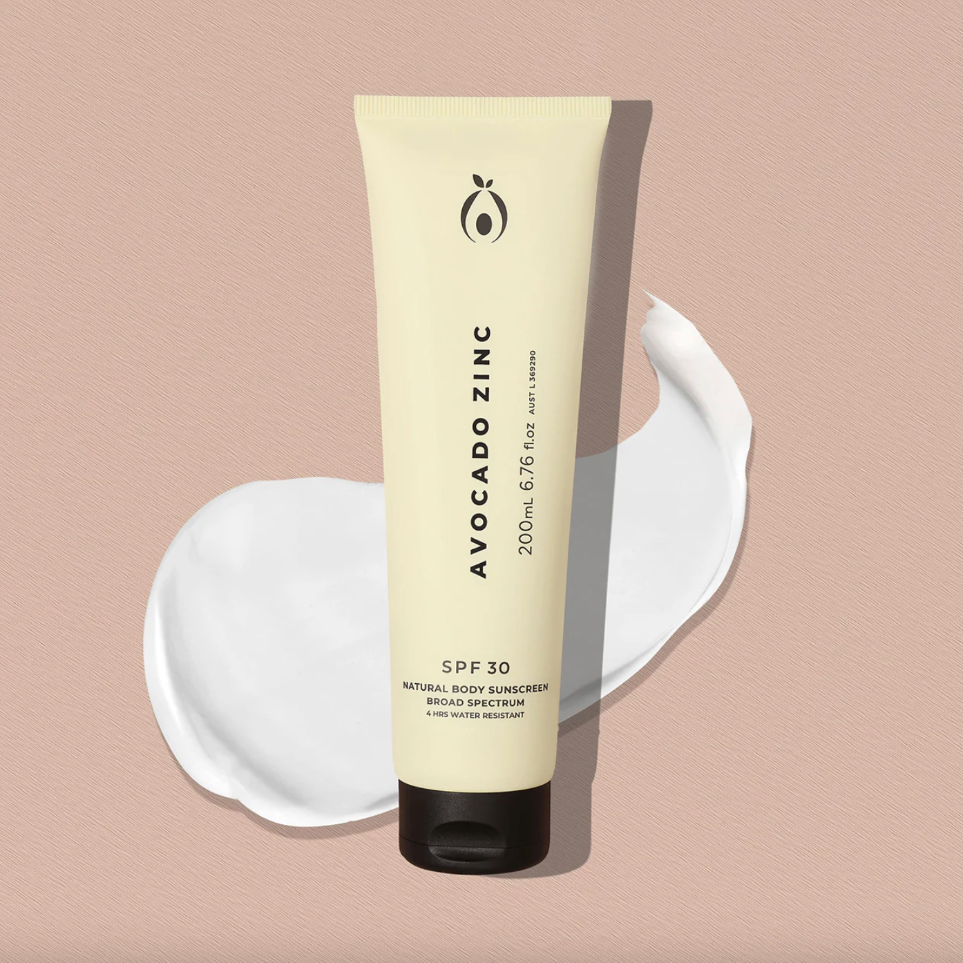 Avocado Zinc SPF 30 Natural Body Sunscreen 200mL, Rubs In Clear