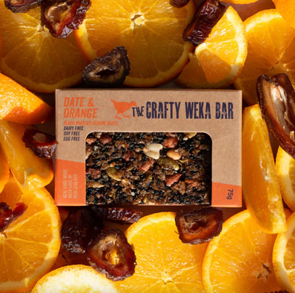 The Crafty Weka Date & Orange Bar 75g, With Black Roasted Sesame Seeds