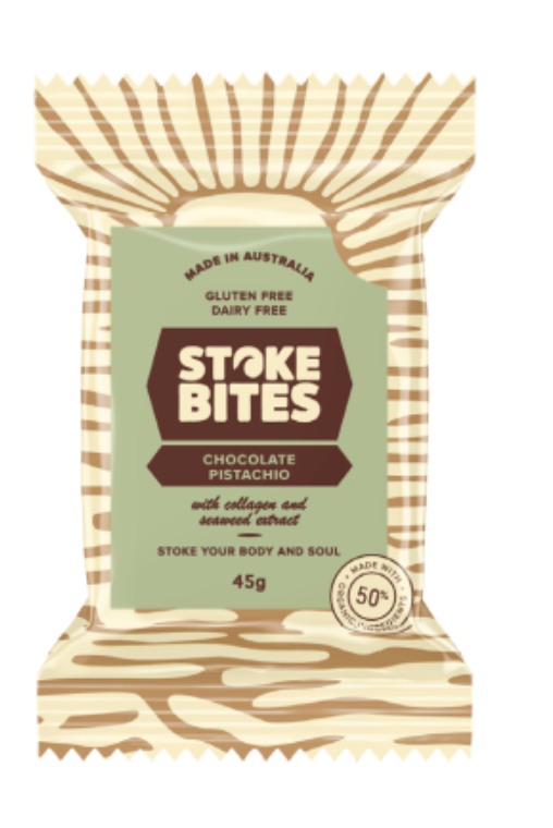 Stoke Bites Choc Pistachio Brownie 45g, With Collagen & Seaweed Extract