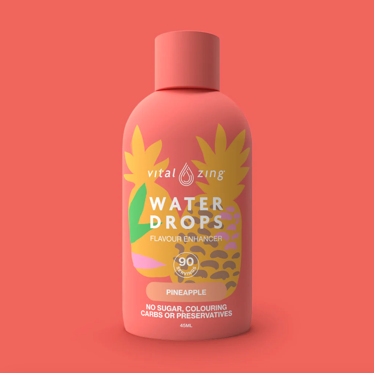 Vital Zing Flavour Enhancer Pineapple Water Drops 45mL, Sugar & Colouring Free