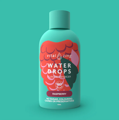 Vital Zing Flavour Enhancer Raspberry Water Drops 45mL, Sugar & Colouring Free