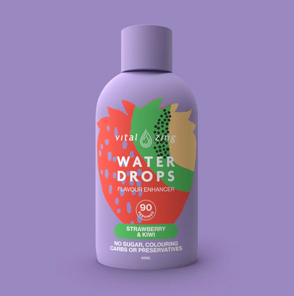 Vital Zing Flavour Enhancer Strawberry & Kiwi Water Drops 45mL, Sugar & Colouring Free