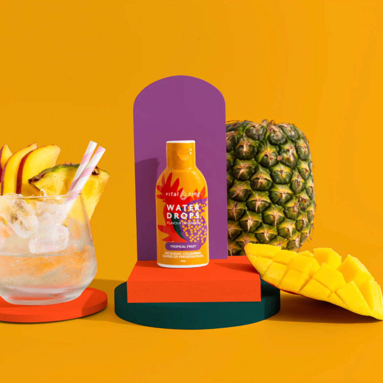 Vital Zing Flavour Enhancer Tropical Fruit Water Drops 45mL, Sugar & Colouring Free