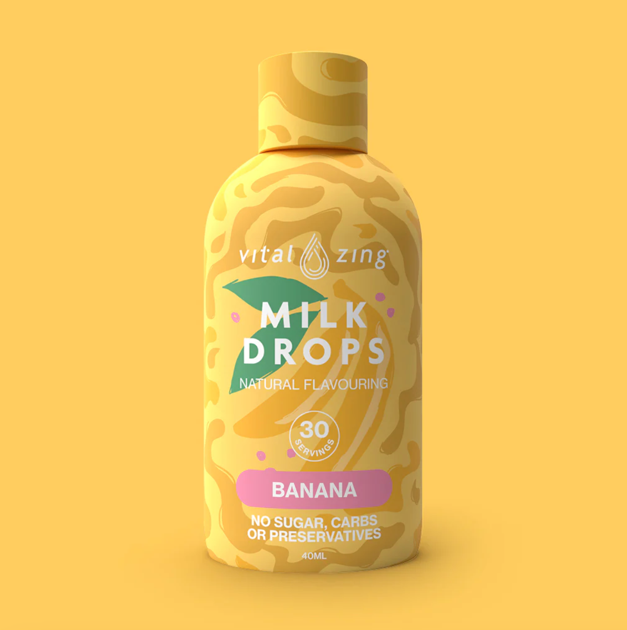 Vital Zing Natural Flavouring Banana Milk Drops 40mL, Sugar & Preservative Free