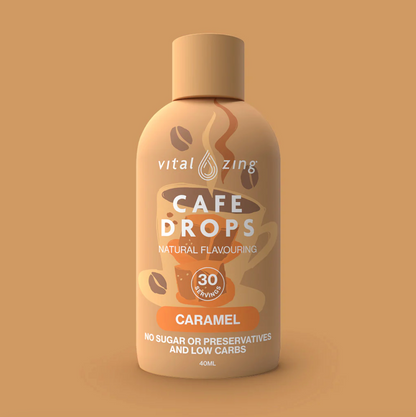Vital Zing Natural Flavouring Caramel Cafe Drops 40mL, Sugar & Preservative Free