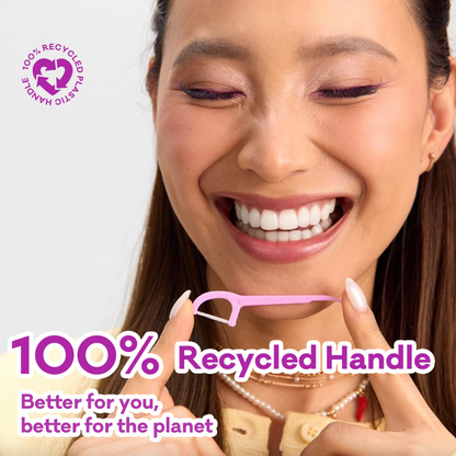 Grin Ultra Smooth Grape Flavoured Floss Pick 80 Picks, Infused With Nano-Hydroxyapatite