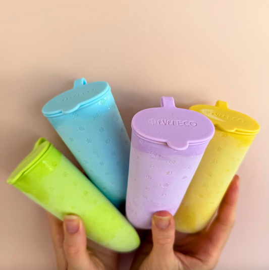 Ever Eco Silicone Popsicle Moulds Set Of 4, With Lids Attached