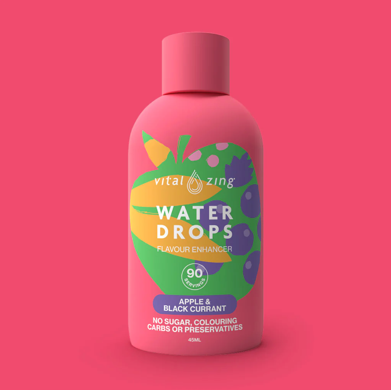 Vital Zing Flavour Enhancer Apple & Blackcurrant Water Drops 45mL, Sugar & Colouring Free