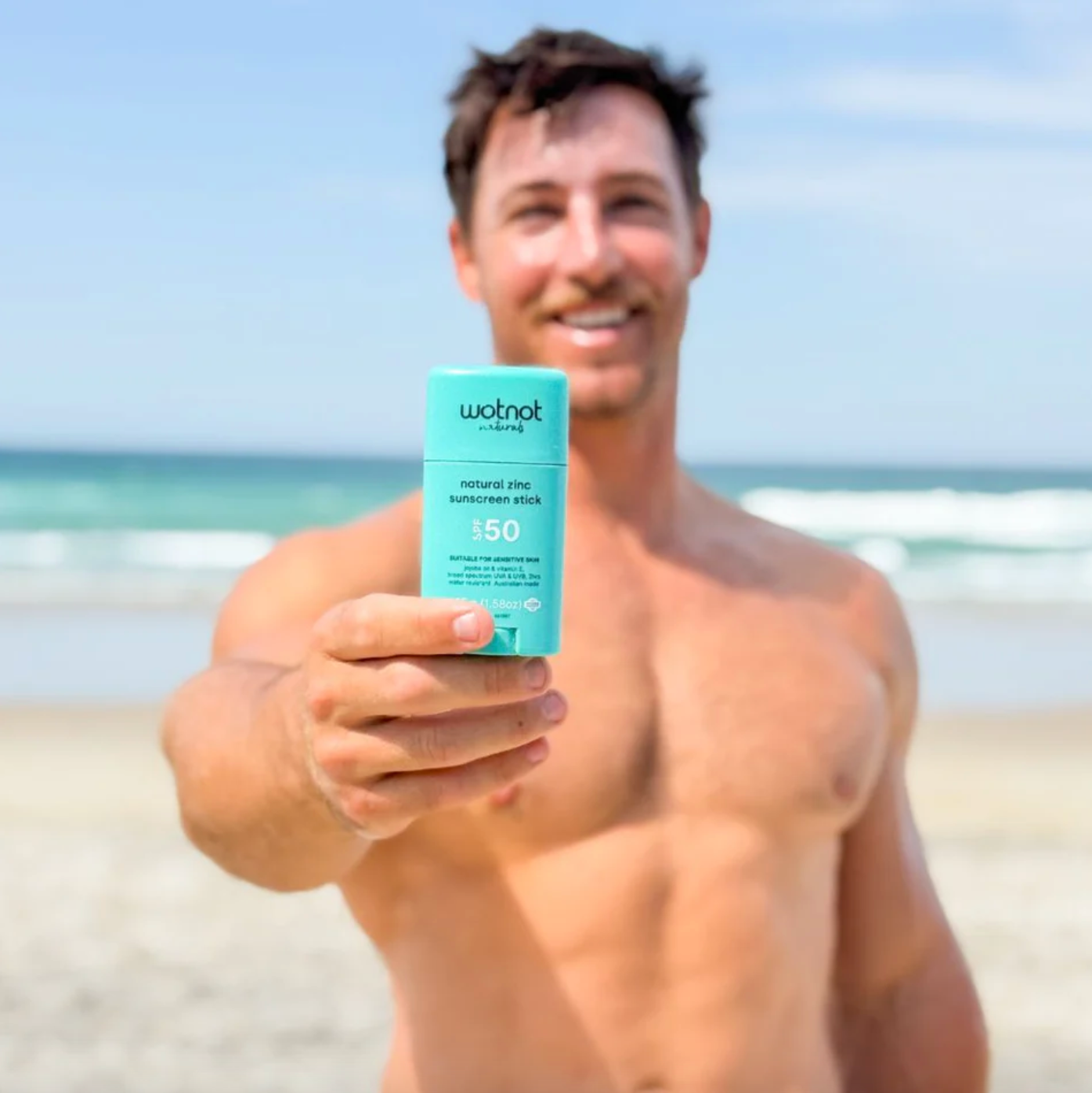 Wotnot Naturals Natural Zinc Sunscreen Stick SPF50 45g, Suitable For Sensitive Skin