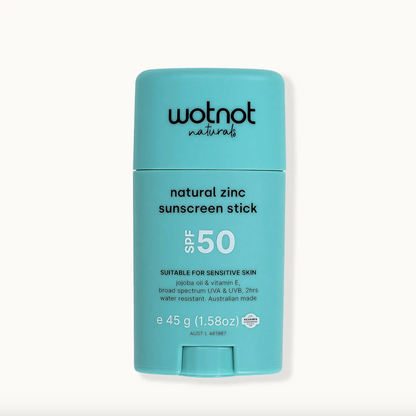 Wotnot Naturals Natural Zinc Sunscreen Stick SPF50 45g, Suitable For Sensitive Skin