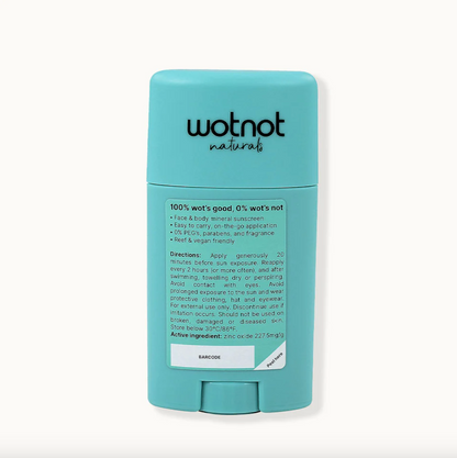Wotnot Naturals Natural Zinc Sunscreen Stick SPF50 45g, Suitable For Sensitive Skin