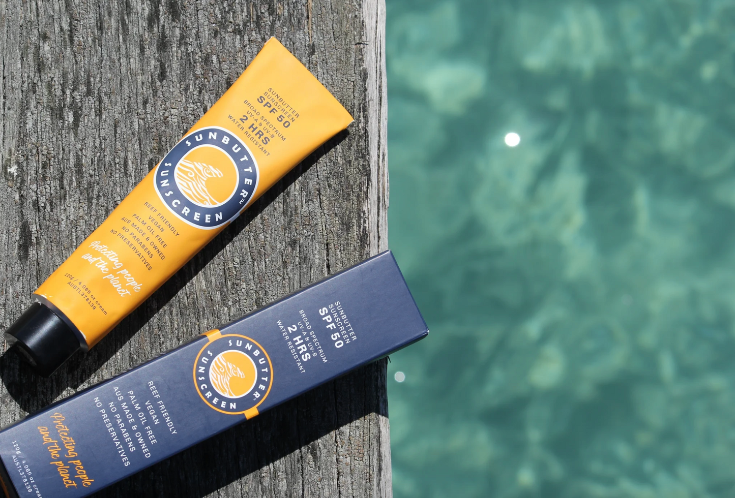 Sunbutter Skincare Sunscreen SPF50 Tube 120g, Vegan & Reef Friendly