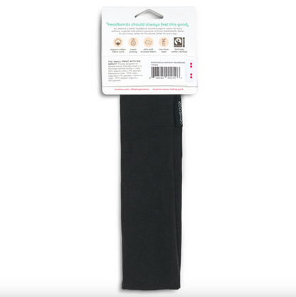 Kooshoo Organic Cotton Everyday Headband, Jet Black Coloured Fabric