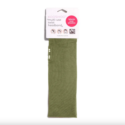 Kooshoo Organic Cotton Multi-Use Twist Headband, Olive Branch Coloured Fabric