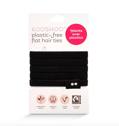 Kooshoo Plastic-Free Flat Hair Ties 5 Pack, Please Select Your Colour