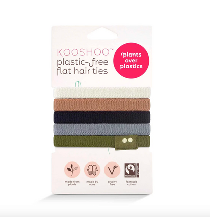 Kooshoo Plastic-Free Flat Hair Ties 5 Pack, Please Select Your Colour