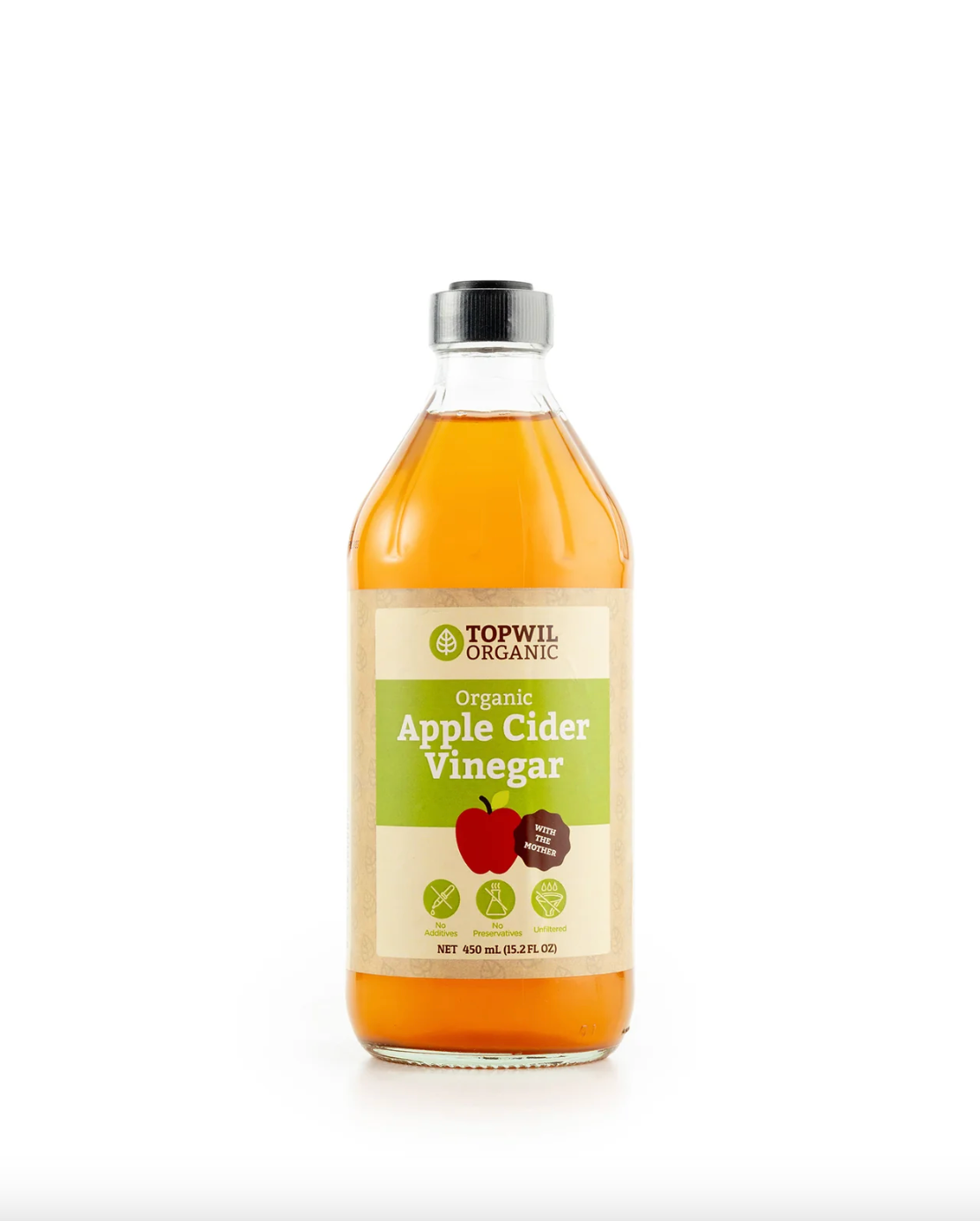 Topwil Organic Apple Cider Vinegar 450mL, With The Mother